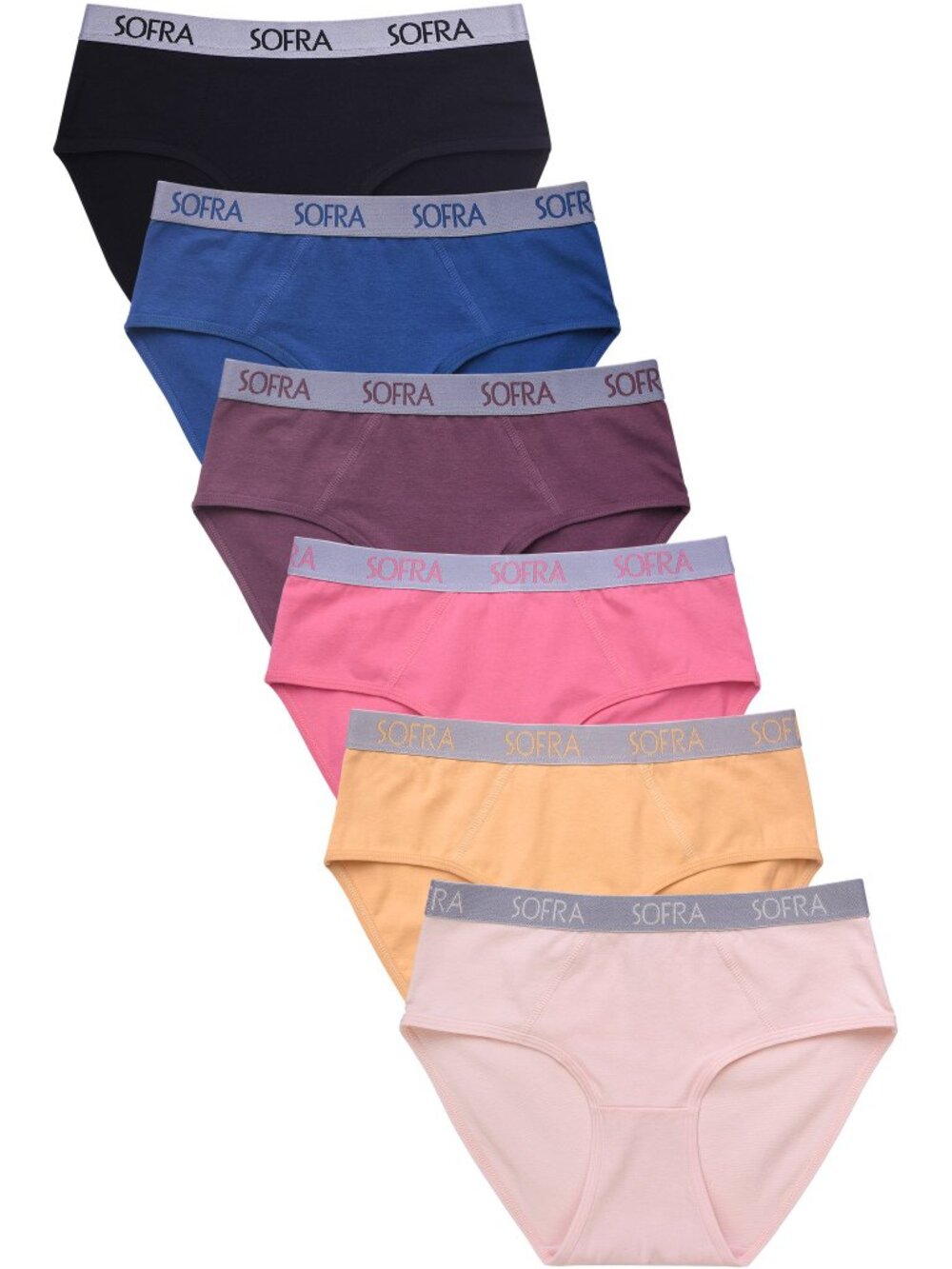 $10 SALE PACK OF 6 Women's Cotton Blend Logo Band Solid Bikini Panty (LP1421CKE4